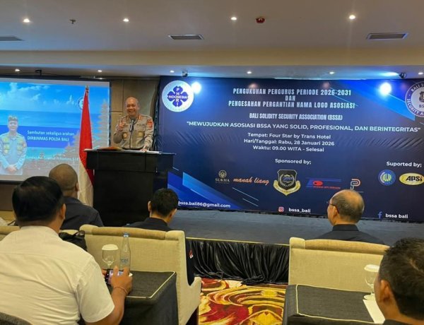 Dir Binmas  Polda Bali  Hadiri   Pelantikan Pengurus  Bali Solidity Security Association